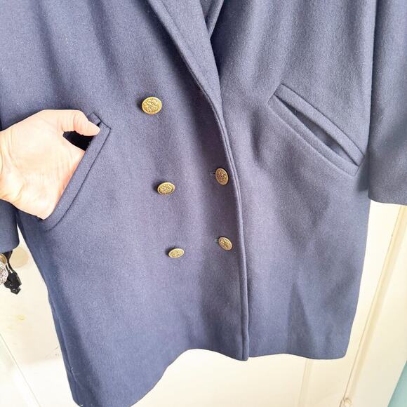 VTG STUDIO Michelle Stuart Wool Blend Sailor Style Peacoat Long Length Size 10 - Picture 7 of 16